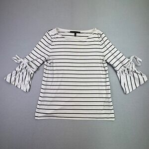 White House Black Market Women's Flare Bell Sleeve Top Stripes Black White Small